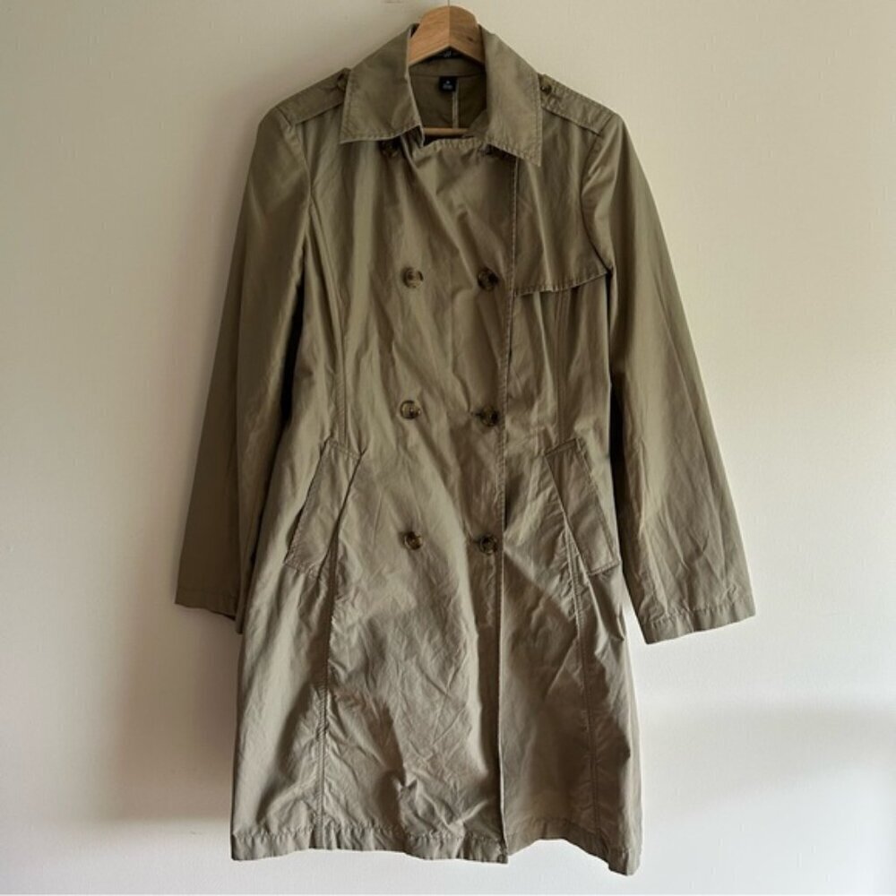 Vintage GAP Tan Beige Button Down Trench Coat sz M